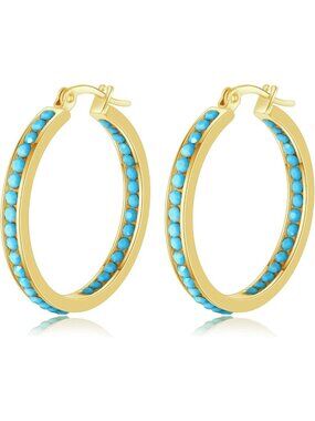 Stainless Steel Hoop Earrings with Cubic Zirconia - Silver/Gold Plated
